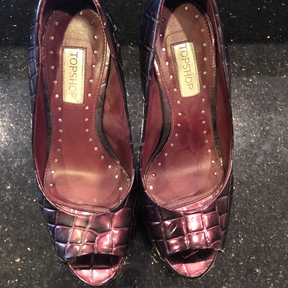 Topshop Purple Croc Platform Peep toe - Picture 2 of 4